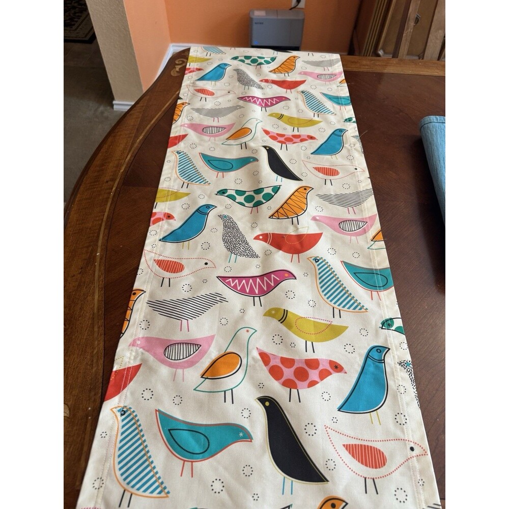 Spoonflower Mod Birds Table Runner 17" X 70